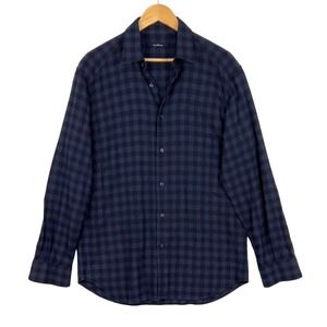 Ermenegildo Zegna Plaid Wool Blend Button Down Shirt Size L